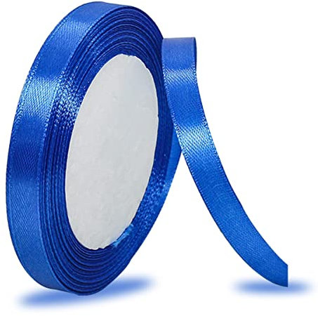 Satinbands Blau 10mm Breit, 23 Meters Geschenkband für Geschenkverpackungen, DIY-Basteleien, Blumensträuße, Nähprojekte, Schleifenherstellung, Geburtstags- und Hochzeitsdekorationen