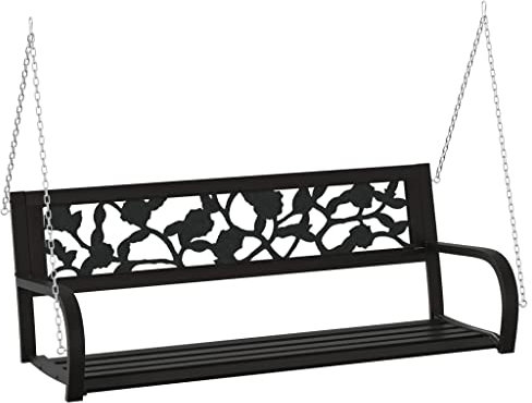 vidaXL Hollywoodschaukel 125 cm Stahl und Kunststoff Schwarz