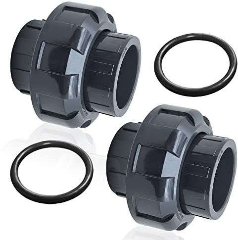 Raccordo per tubi in PVC, 2 pezzi 2 Slip Union Coupling Adapter, Schedule 80, EPDM O-ring, Socket x Socket, Grigio