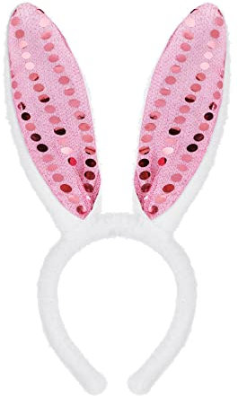 Sibba Kaninchen Ohren Stirnband Plüsch Hase Hasenohren Haarreif für Kinder Weihnachten Osterhasen Hüte Kostüm Zubehör Bunny Ear Haarband Haarbänder Mädchen Erwachsene Karneval Party (Rosa Pailletten)