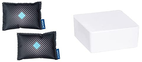 WENKO Auto-Entfeuchter-Kissen mit Sättigungsanzeige & Nachfüller Raumentfeuchter Cube, reduziert Schimmel & Gerüche, 500 g Granulatblock, sofortige Wirkung bis zu 2 Monate, 10 x 5 x 10 cm, Weiß