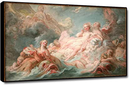 HEIMAO Impresiones en lienzo rococó. Obra de Jean-Honoré Fragonard. Cuadros de pintura de ilustraciones del nacimiento de Venus para 55x94cm marco negro