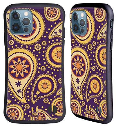 Head Case Designs Violett Paisley Muster Serie 2 Hybride Handyhülle Hülle Huelle kompatibel mit Apple iPhone 12 / iPhone 12 Pro
