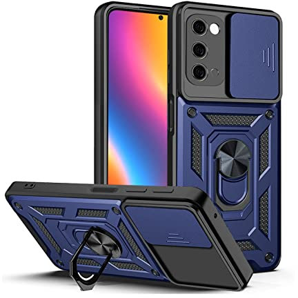 LBH Armor Hülle für Samsung Galaxy S20 Case mit Kameraschutz Outdoor Stoßfest Handyhülle 360 Grad Metal Ring Halter Ständer Schutzhülle für Handyhalterung Auto Magnet Blau