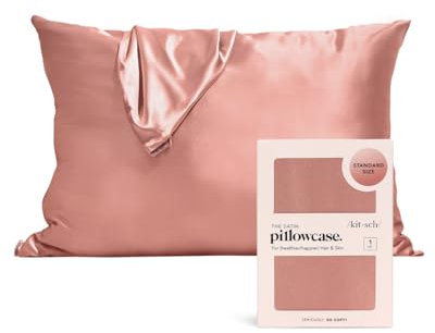 Kitsch Taie d'oreiller en Satin pour Les Cheveux et la Peau, Plus Douce Que la Soie pour Les Cheveux et la Peau, taies d'oreiller rafraîchissantes avec Fermeture éclair, Housse de Coussin en Satin,