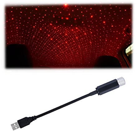 CGEAMDY Auto Dach Stern Nachtlicht, Tragbare USB Auto Dach LED Lichter, Romantische Galaxie Atmosphäre Lichter, Sound aktiviert und automatisch rotierend, Stern-Projektor, Plug and Play (Rot)