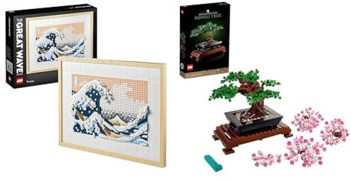LEGO 31208 Art Hokusai – Große Welle & 10281 Icons Bonsai Baum, Kunstpflanzen-Set zum Basteln für Erwachsene, Zimmerdeko, Geschenkidee, Botanik-Kollektion, Home Deko