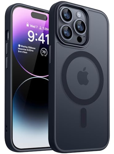 CANSHN Cover Magnetica Opaca per iPhone 14 Pro, [Compatibile con MagSafe] Custodia Traslucida Opaca Protettiva Sottile Antiurto 6,1 Pollici - Nero