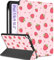 Uppuppy Schutzhülle für iPad der 9., 8. und 7. Generation mit 10,2 Zoll A2602 A2270 A2197, niedliche Folien-Smart-Hülle mit Stifthalter, Erdbeeren, ästhetisches Design, Kawaii, für Mädchen, Frauen