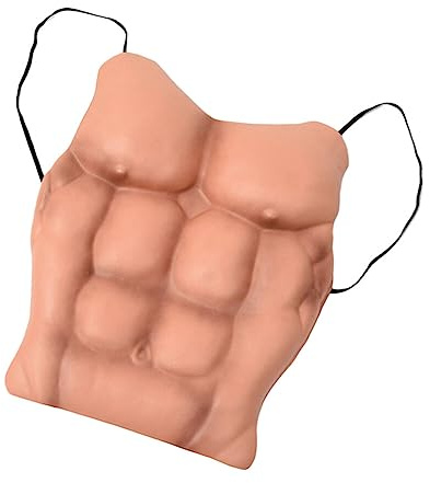 jojofuny Realistische Männliche Brustweste Cosplay-Halloween-kostümdekoration Falsche Brust Halloween-kostüme Für Männer Chippendale-kostüm Künstlicher Falscher Muskel Mann Bilden Einfügung