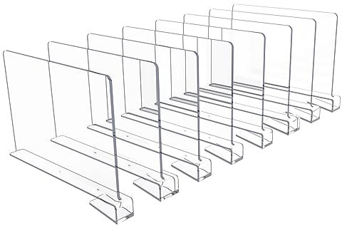 Worown 8 Stücke (30 x 20 x 3.5 cm) Acryl-Regalteiler, Transparent Regaltrenner, Acryl Regaltrenner für Bücherregale, Schränke, Küchenschränke, Badezimmer