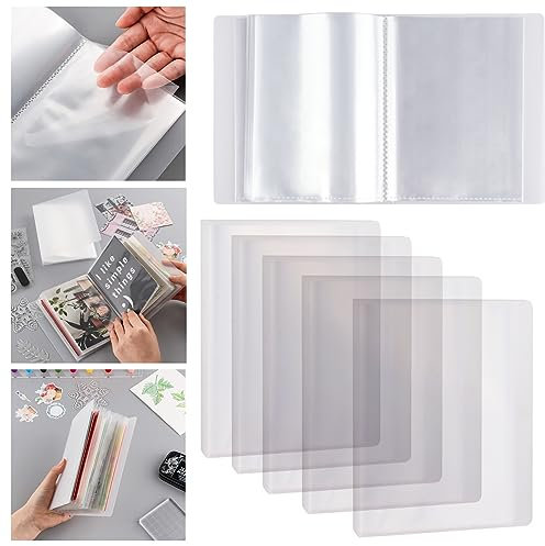 OTCRAFT 200 Seiten/5 Set A6 transparente Stempelaufbewahrung Prägeordner Aufbewahrung Fotoaufbewahrung Album Siegelbeutel Ordner Aufbewahrungstasche für DIY Scrapbooking Kunsthandwerk Sammeltaschen