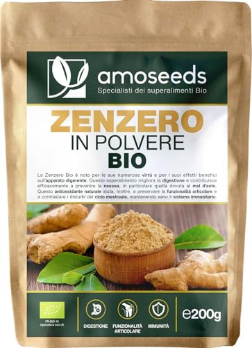 Zenzero in polvere Bio 200G | Digestione, Articolazioni, Nausea | Disidratato senza zucchero | Qualità Superiore