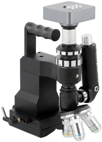 Kit de accesorios para microscopio Microscopio metalúrgico portátil de mano, microscopio polarizador 100X 200X 400X for observación de superficies de cerámica y aleaciones metálicas portaobjetos de mi