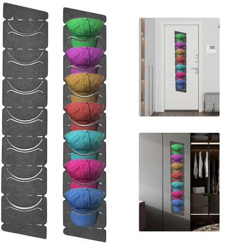 Baseball Hat Rack, 7 Pocket Over-The-Door Cap Organizer, Hat Organizer Hanging Over The Door for All Types of Hats, Store and Display your Baseball Hats