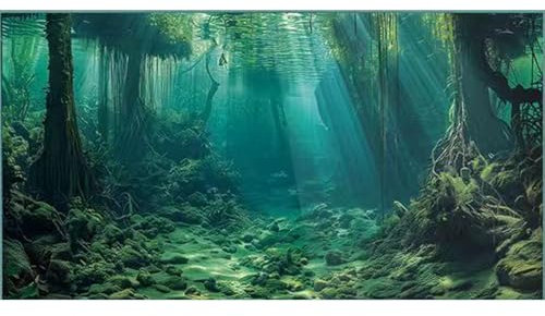 Didooou Image de fond 3D pour aquarium, colle PVC pour aquarium, autocollants décoratifs pour aquarium, boutique autocollants pour aquarium (océan-3, 50 x 100 cm)