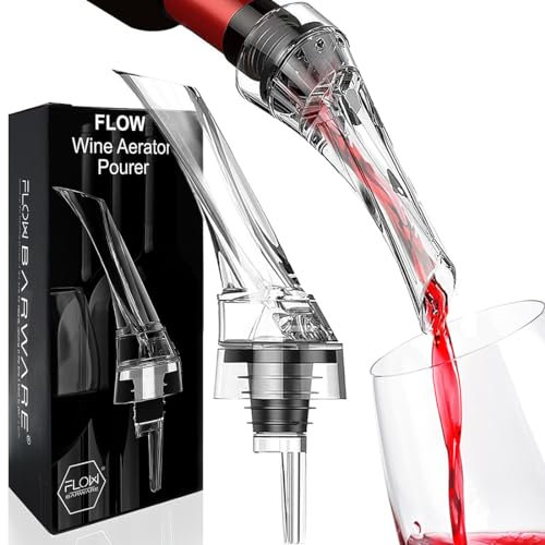 Flow Barware Wine Aerator Pourer | Wine Air Aerator That Aerates As You Pour | Non-Drip in Bottle Aerating Breather Pourer Gift | Improve Flavour, Aroma & Taste Instantly