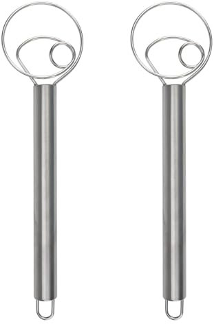 2 Pièces 11 Pouces Fouet à Farine, Mélangeur à Manuel, Batteur à Pâte Manuel, Fouet à Œufs en Acier Inoxydable pour Pain, Pâte, Gâteau, Pâtisserie