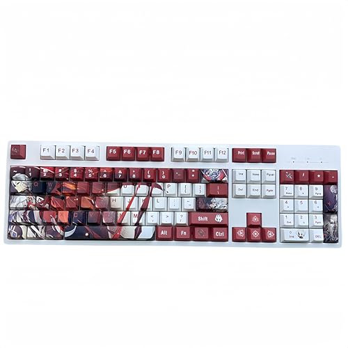 Genshin Impact Tastenkappe, PBT-Tastenkappen mit 122 Tasten, Thermosublimation, benutzerdefinierte Tastenkappen für 61/64/87/104/108 Cherry MX-Schalter (Arlecchino)