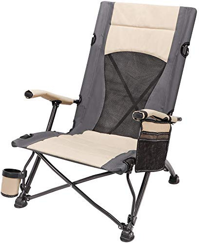 XGEAR Heavy Duty Beach Chair - Oversized Folding Beach Lounge Chair with Cup Holder & Carry Strap - Sun Lounger Portable for Pool, Camping, Fishing (Supports 150kg/330lbs, 600D Oxford Fabric)