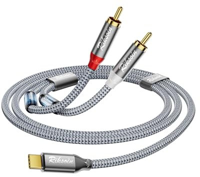 Cavo audio da USB C a 2 RCA, da maschio a RCA a spina Y RCA, cavo audio 2RCA Jack USB-C con anello magnetico, compatibile con iPhone 15 Pro Max/15 Pro/15 Plus, iPad Pro-4FT
