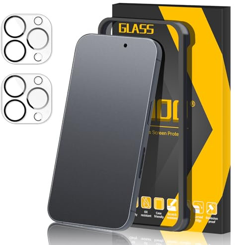 JEHOO pour iPhone 15 Pro Verre Trempé Mat, 2 Pièces Protection d'écran Antireflet et 2 Pièces Protection Objectif Caméra, Anti-Empreintes Digitales Sans Bulles Ultra Résistant Dureté 9H Glass