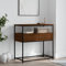 FENLAX Konsolentisch mit Schublade 75x40x75 cm Flurtisch mit Schublade Couchtisch Sideboard Konsolentisch mit Ablagen Beistelltisch Telefontisch Holz Holzwerkstoff&Metall Braun Eichen-Optik