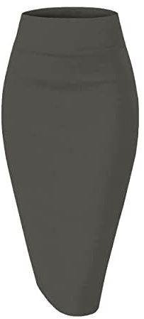 Girstunm Damen lässiger Bleistiftrock schlanker kurzer Rock Sommer hohe Taille Stretch kurzer Rock mit Schlitz Dunkelgrau X-Large