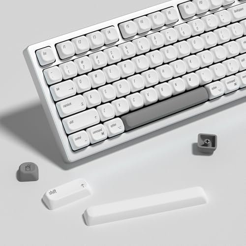 YMKPVR KBDiy for MAC Style KOA Profile Keycaps 60 Percent,Dye-Sublimation PBT White Custom Keyboard Keycap,138 Keys Cap Set for Cherry Gateron MX Switches Mechanical Keyboards