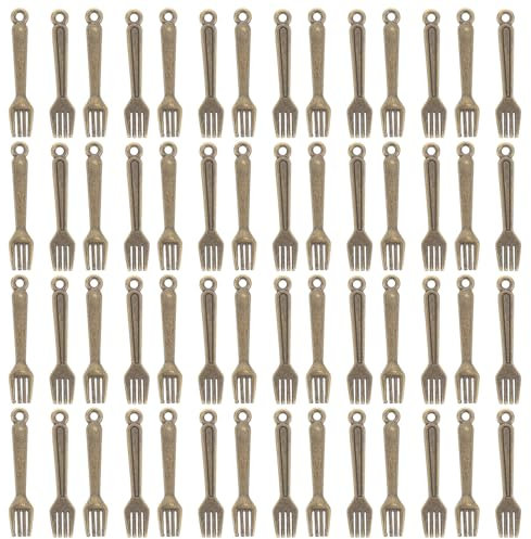 Holibanna Cute Fork Pendant Set 100pcs Miniature Fork Jewelry for Diy Craft Supplies