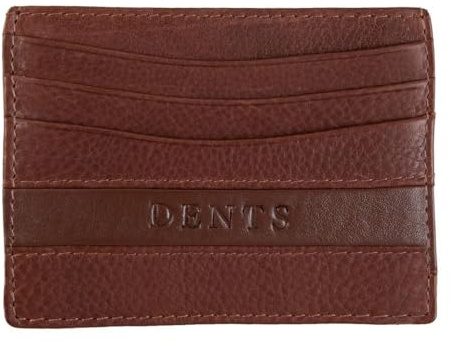 Dents Mens Clyde Leather RFID Blocking Card Holder - Dark Tan