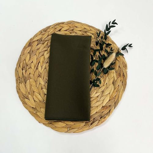 Decor Essentials Servietten aus 100 % Polyester, mit umkettelten Kanten, waschbar, ideal für Partys, Hochzeiten und Abendessen (Dark Olive)