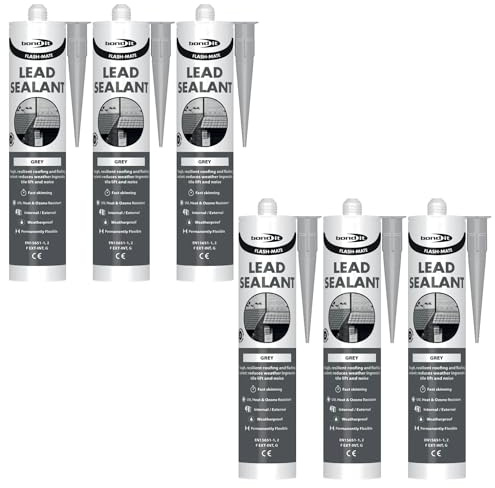 Bond It FLASH-MATE Low Modulus Lead Silicone Sealant – 6x Grey, 285ml | Weatherproof – UV Resistant – Roofing-Grade Neutral Cure Sealant | Silicone Sealant for Lead Flashing – Guttering & Cladding