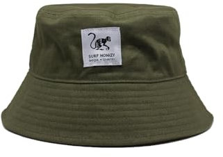 Surf Monkey Bucket Hat Gorro de Pescador Hombre/Mujer sin Cuerda - 100% algodón (FR/ES, Letras, S, M, Verde)