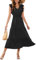 MAYFASEY Women's Summer Dress Causal Ruffle Cap Sleeve Maxi Dresses V Neck A Line Flowy High Waist Tiered Midi Dress for Ladies, Black, XL