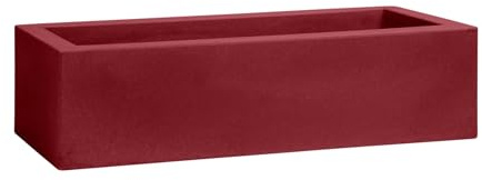 Nicoli Kleine rechteckige Vase Minos Cassetta, aus Kunstharz, 45 x 20 x 12 cm, geeignet für Innen- und Außenbereich, eleganter Pflanzkübel mit Matt-Effekt (Rot)
