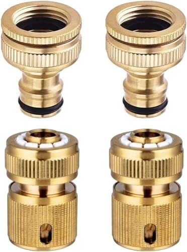 Raccord de tuyau de jardin, raccord de robinet en laiton massif, 1/2 pouces et 3/4 pouces, raccord de robinet 2-en-1, raccord rapide de 1,27 cm, armatures de tuyau de jardin, filetage, facile à