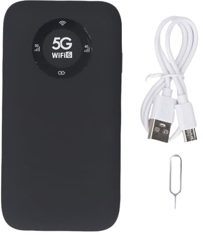 5G Mobile Hotspot, Dual Band Portable WiFi 6 Hotspot Router con Ranura de Tarjeta SIM, Dispositivo WiFi Móvil para Viajar, 16 Dispositivos Conectados, Batería de 7100 MAh (Black)