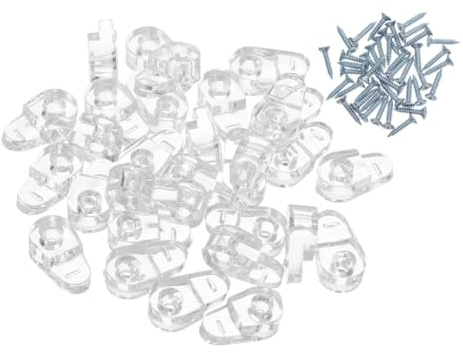 NUOBESTY 40set Glass Securing Clips with Screws Heavy Duty Plastic Mirror Holder Clips Kit for Cabinet Doors and Glass Panels Invisible Support Effortless Installation
