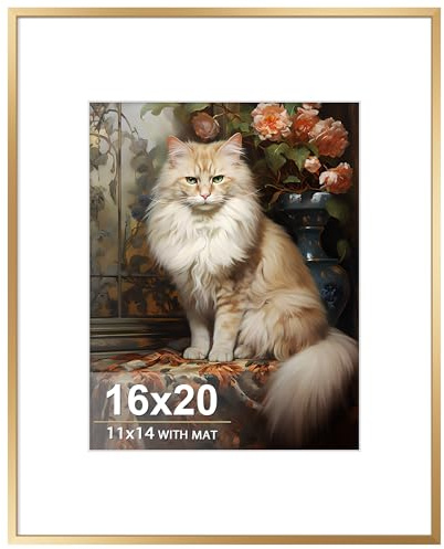 Tinkeps 16x20 Frames Rose Gold, Aluminum Poster Frame with Real Glass, Display Photo11x14 with Mat or 16 x 20 without, Modern Metal Picture Frames for Wall, Horizontal or Vertical Wall Mounting