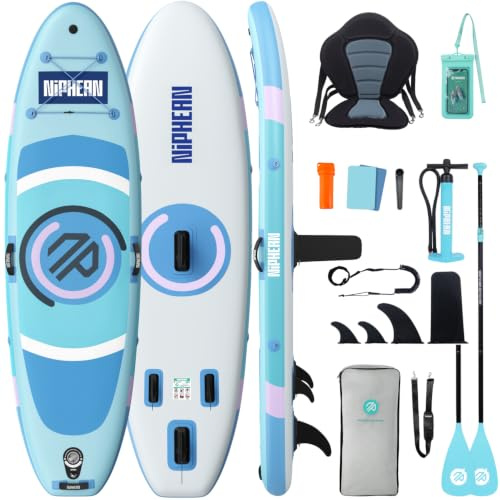 Niphean Stand up Paddling Board mit Sitz und Allem Zubehör, 320cm Paddleboard für Aller Fähigkeitsniveaus, SUP Board 200kg Tragkraft für 2 Personen, Standup Paddle Board for Adults