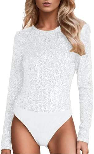 Generisch Glitzer Outfit Damen Sexy Eng Festlich Pailletten Jumpsuit Elegant Langarm Glitzerbody Hochzeit Shaping Bodys Party Overall Gold Glitzer Body