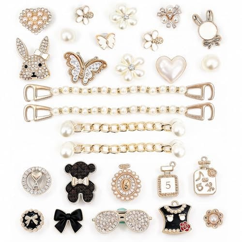 33 PCS Breloques Strass pour Sabots,Charms Cristal Bling pour Chaussures,Décorations Clipsables DIY pour Femme Fille Accessoires Bijoux pour Crocs