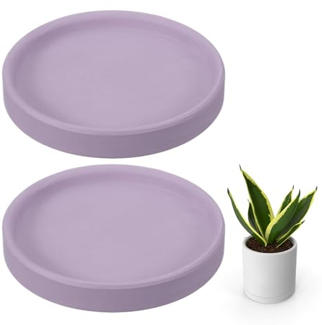 QUARKZMAN 2 Pcs Plato para Macetas Redondo Plato De Goteo 4 Morado | De Cerámica Para Macetas, Plato Para Macetas Resistente Para Interior Y Exterior