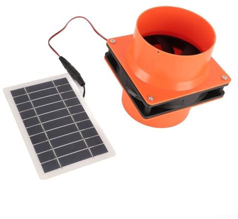 Solarbetriebener Abluftventilator, 12 V mit 10 W Panel, rundes Lüftungs-Set für Wohnmobil, Boot, Gewächshaus, Solar-Abluftventilator für industrielle Anwendungen (Orange)