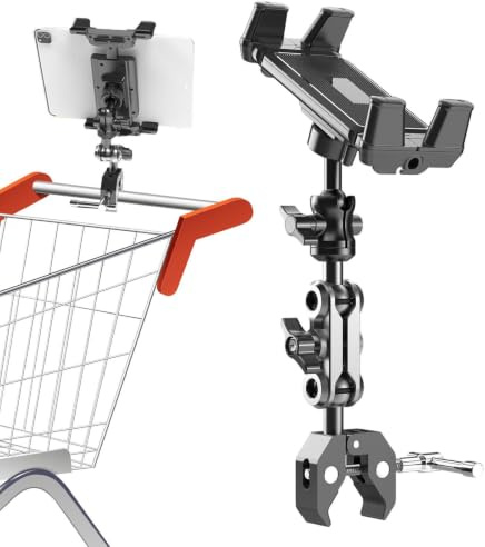 Porta Tablet per Tapis Roulant Nuovo supporto regolabile tablet e microfono | Morsetto per manubrio cyclette Base Regolabile Universale per Tapis Roulant Cyclette Passeggino e Videochiamate Fitnes