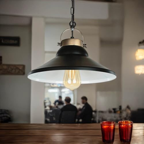 Stilvolle Pendelleuchte (Tiefe bis: 0,6m, E27, Industrie, Loft, in Schwarz, Kegelform) Loftlampe Küchenlampe Industrieleuchte Hängeleuchte Hängelampe Pendellampe