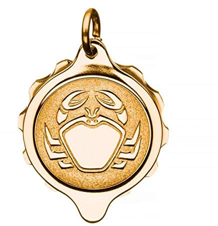 SOS Talisman Anhänger vergoldet, Sternzeichen Krebs, Notfallkapsel für wichtige medizinische Informationen