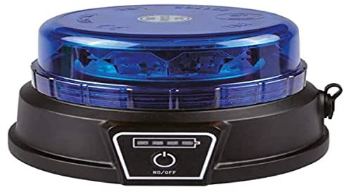 Gyrophare LED 18 W bleu avec batterie rechargeable au lithium pour véhicules prioritaires (ambulances, police), homologué route R65, recharge autonome Li-ion