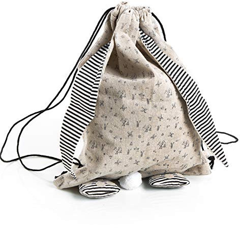 Ostersäckchen zum Befüllen: Naturbrauner Leinenrucksack mit Hasenohren, Vielseitig als Osternest, Geschenktüte & Sportbeutel für Kinder, Tasche für Ostern, Osterbeutel mit Naturmotiv, 42 x 36 x 30 cm